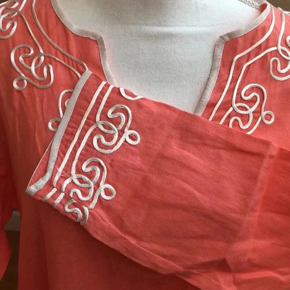Soft Surroundings Coral Kaftan.   XS - Picture 2 of 6